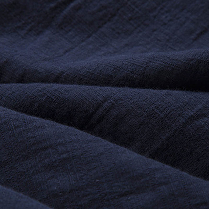 Camicia da uomo in lino con bottoni a rana casual tinta unita Buddha Stones