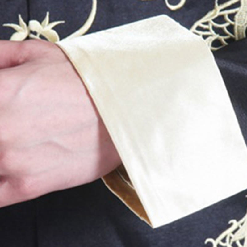 Buddha Stones Ricama Drago Maniche Girate Casual Rana-bottoni Fibra di Poliestere Giacca Camicia Pantaloni Abbigliamento Uomo - image 17