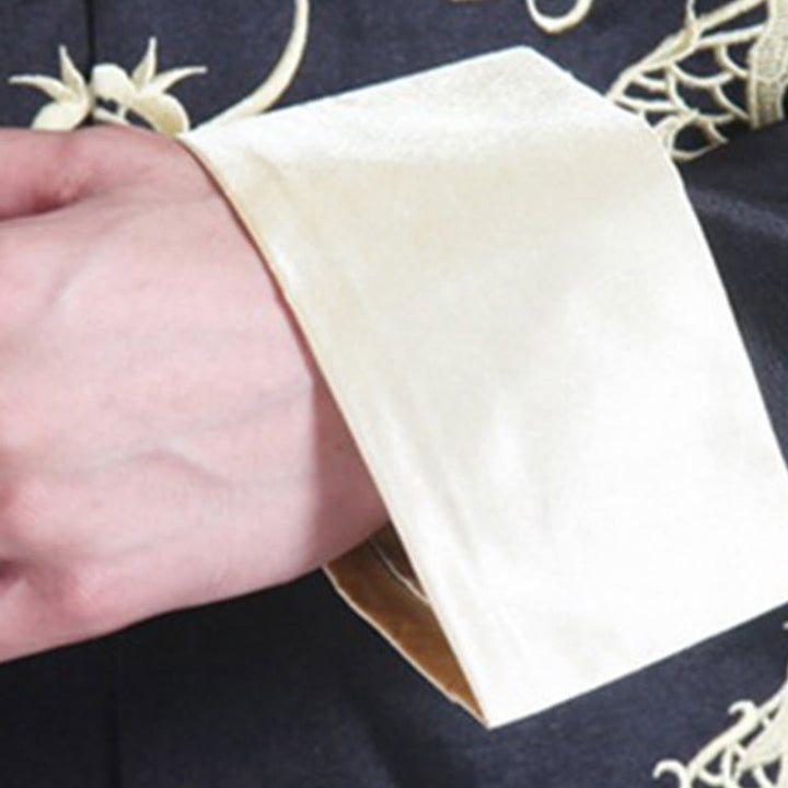 Buddha Stones Ricama Drago Maniche Girate Casual Rana-bottoni Fibra di Poliestere Giacca Camicia Pantaloni Abbigliamento Uomo - image 17