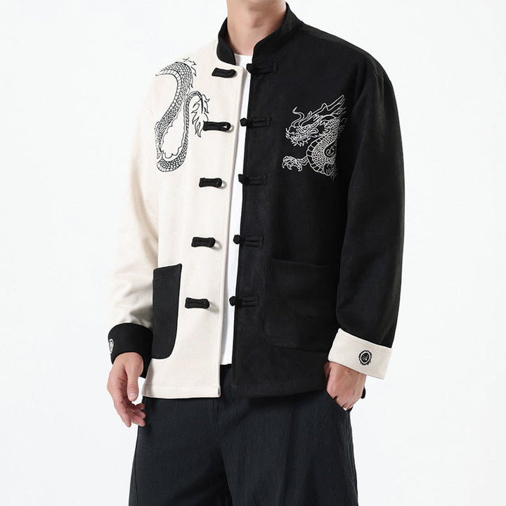 Buddha Stones Dragon Ricamo Casual Rana-bottoni Cotone Uomo Giacca Camicia Abbigliamento - image 8