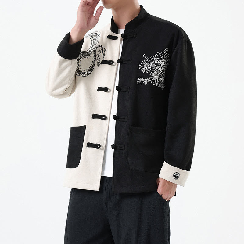 Buddha Stones Dragon Ricamo Casual Rana-bottoni Cotone Uomo Giacca Camicia Abbigliamento - image 12