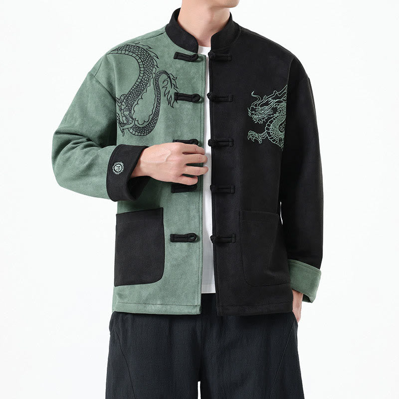 Buddha Stones Dragon Ricamo Casual Rana-bottoni Cotone Uomo Giacca Camicia Abbigliamento - image 19