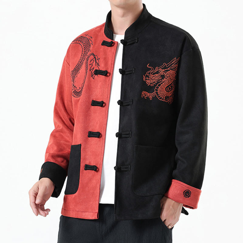 Buddha Stones Dragon Ricamo Casual Rana-bottoni Cotone Uomo Giacca Camicia Abbigliamento - image 41