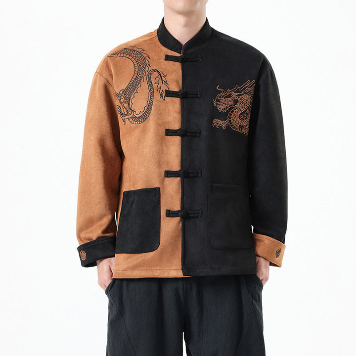 Buddha Stones Dragon Ricamo Casual Rana-bottoni Cotone Uomo Giacca Camicia Abbigliamento - image 27