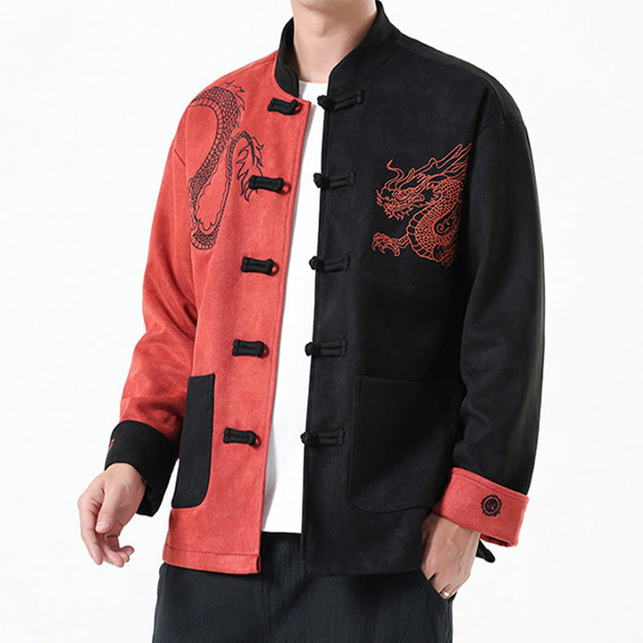 Buddha Stones Dragon Ricamo Casual Rana-bottoni Cotone Uomo Giacca Camicia Abbigliamento - image 38