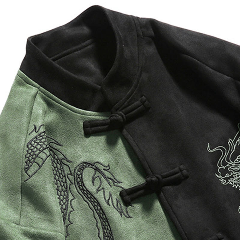 Buddha Stones Dragon Ricamo Casual Rana-bottoni Cotone Uomo Giacca Camicia Abbigliamento - image 22