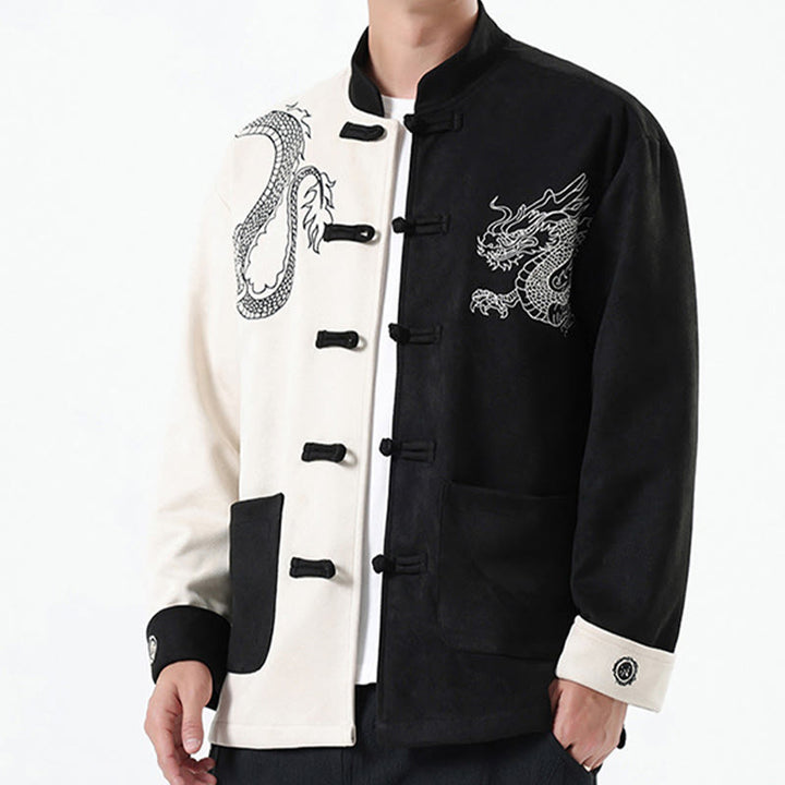 Buddha Stones Dragon Ricamo Casual Rana-bottoni Cotone Uomo Giacca Camicia Abbigliamento - image 10