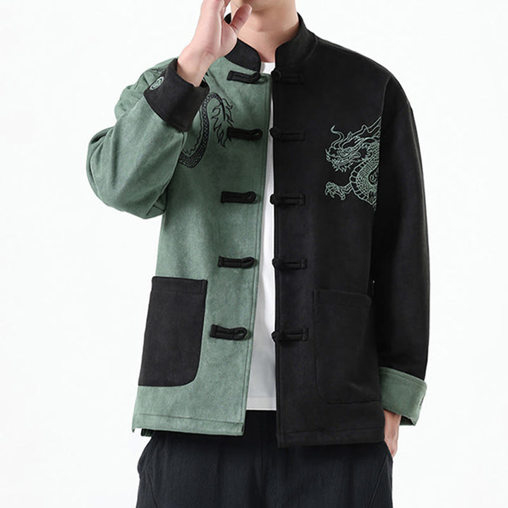 Buddha Stones Dragon Ricamo Casual Rana-bottoni Cotone Uomo Giacca Camicia Abbigliamento - image 16