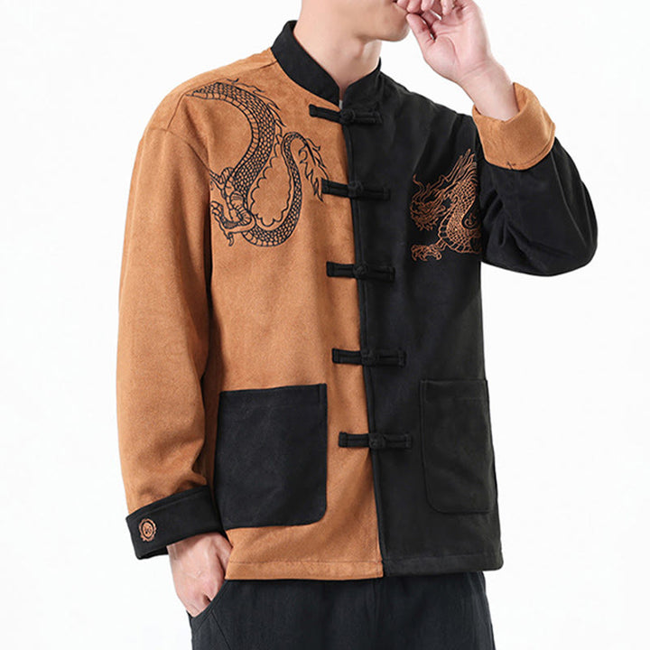 Buddha Stones Dragon Ricamo Casual Rana-bottoni Cotone Uomo Giacca Camicia Abbigliamento - image 31