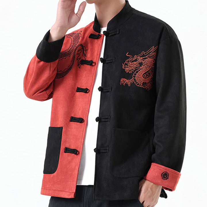 Buddha Stones Dragon Ricamo Casual Rana-bottoni Cotone Uomo Giacca Camicia Abbigliamento - image 39