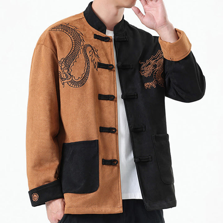 Buddha Stones Dragon Ricamo Casual Rana-bottoni Cotone Uomo Giacca Camicia Abbigliamento - image 30
