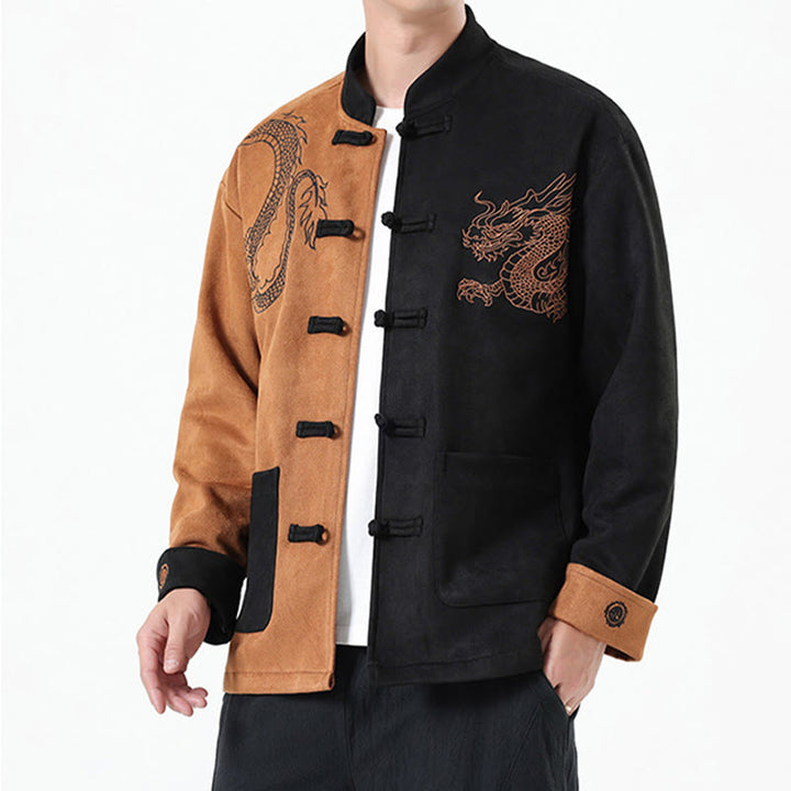 Buddha Stones Dragon Ricamo Casual Rana-bottoni Cotone Uomo Giacca Camicia Abbigliamento - image 33