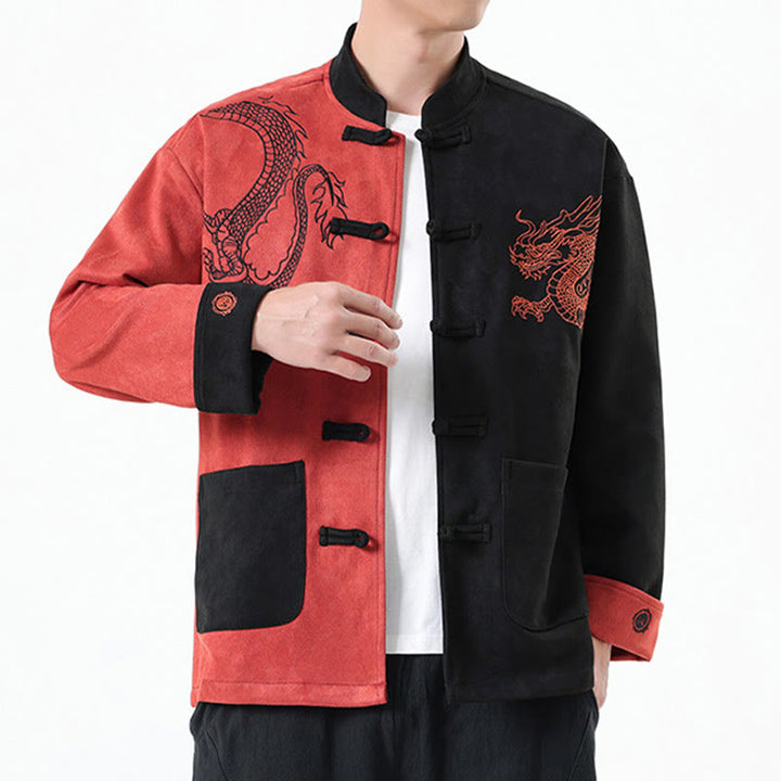 Buddha Stones Dragon Ricamo Casual Rana-bottoni Cotone Uomo Giacca Camicia Abbigliamento - image 40