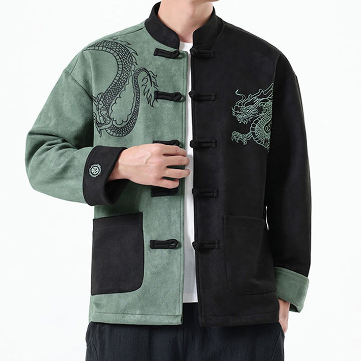 Buddha Stones Dragon Ricamo Casual Rana-bottoni Cotone Uomo Giacca Camicia Abbigliamento - image 14