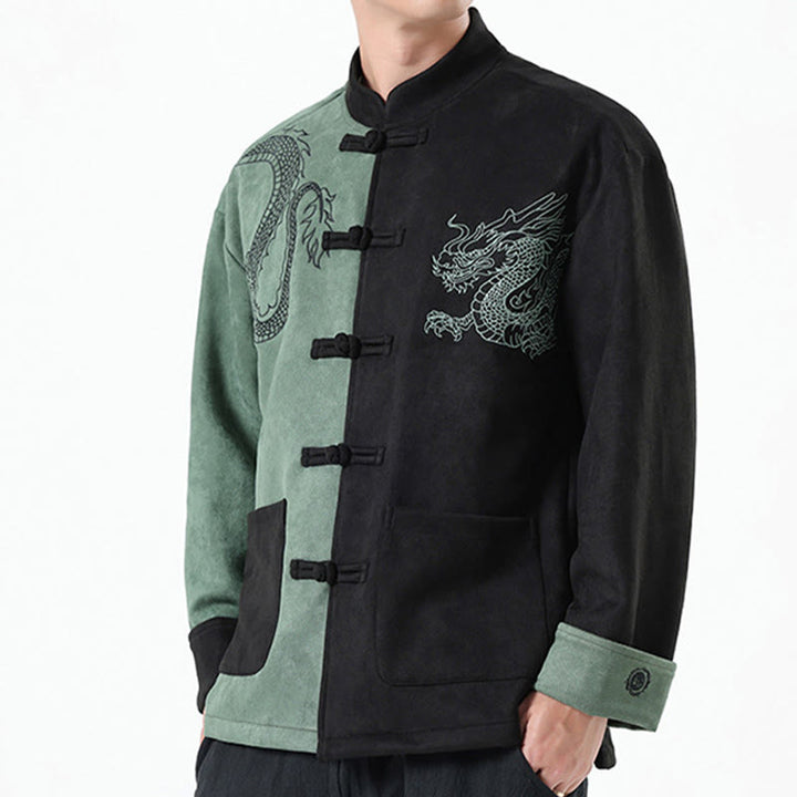 Buddha Stones Dragon Ricamo Casual Rana-bottoni Cotone Uomo Giacca Camicia Abbigliamento - image 21