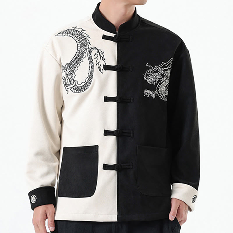 Buddha Stones Dragon Ricamo Casual Rana-bottoni Cotone Uomo Giacca Camicia Abbigliamento - image 11