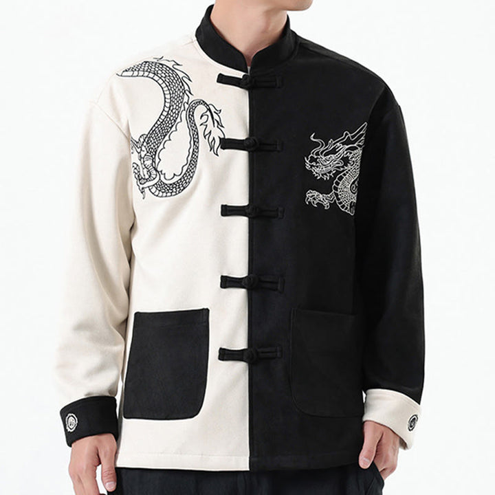 Buddha Stones Dragon Ricamo Casual Rana-bottoni Cotone Uomo Giacca Camicia Abbigliamento - image 11