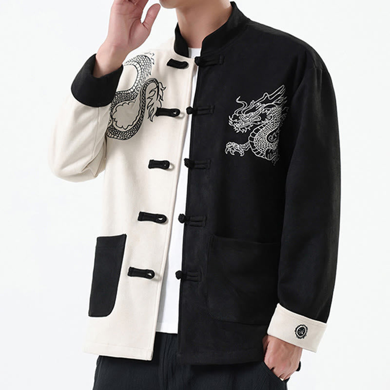 Buddha Stones Dragon Ricamo Casual Rana-bottoni Cotone Uomo Giacca Camicia Abbigliamento - image 9