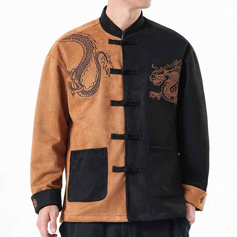 Buddha Stones Dragon Ricamo Casual Rana-bottoni Cotone Uomo Giacca Camicia Abbigliamento - image 32