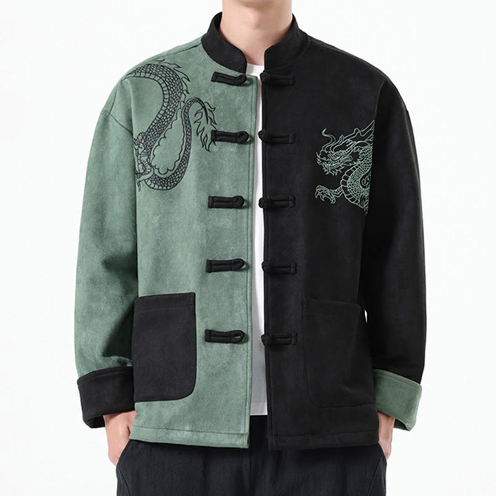 Buddha Stones Dragon Ricamo Casual Rana-bottoni Cotone Uomo Giacca Camicia Abbigliamento - image 18