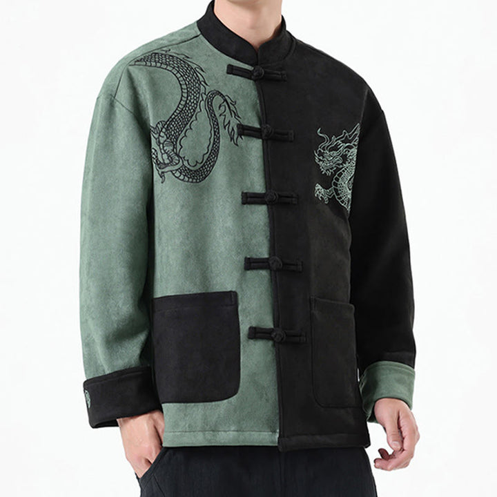 Buddha Stones Dragon Ricamo Casual Rana-bottoni Cotone Uomo Giacca Camicia Abbigliamento - image 17