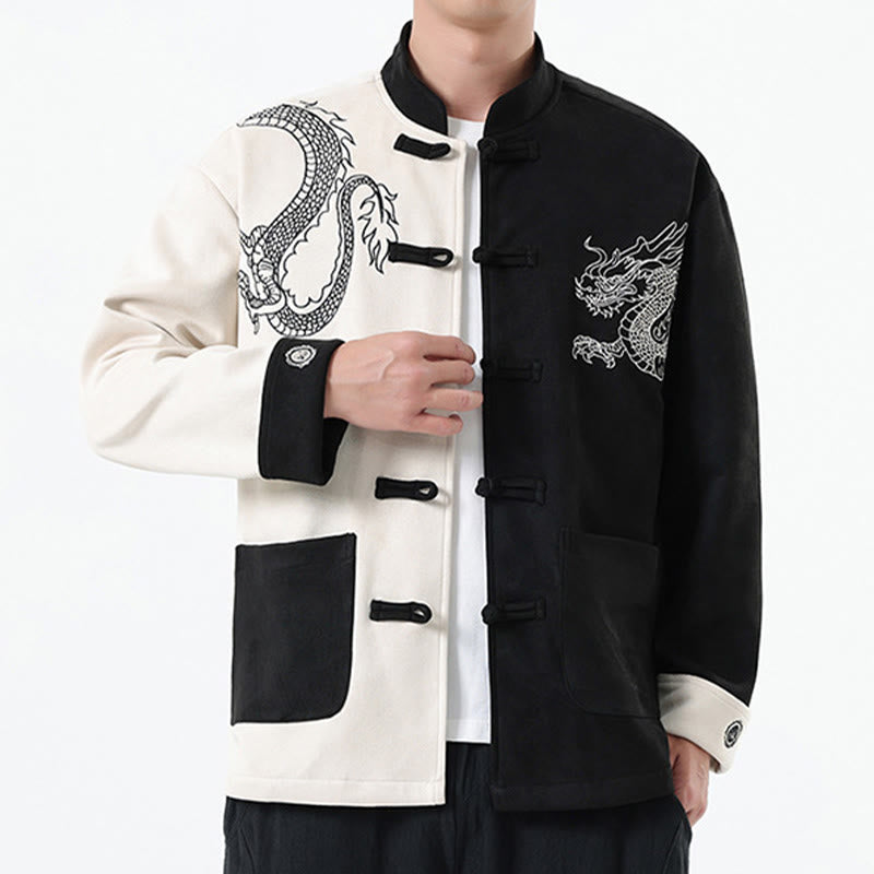 Buddha Stones Dragon Ricamo Casual Rana-bottoni Cotone Uomo Giacca Camicia Abbigliamento - image 6