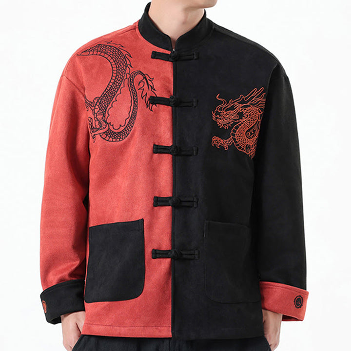 Buddha Stones Dragon Ricamo Casual Rana-bottoni Cotone Uomo Giacca Camicia Abbigliamento - image 37