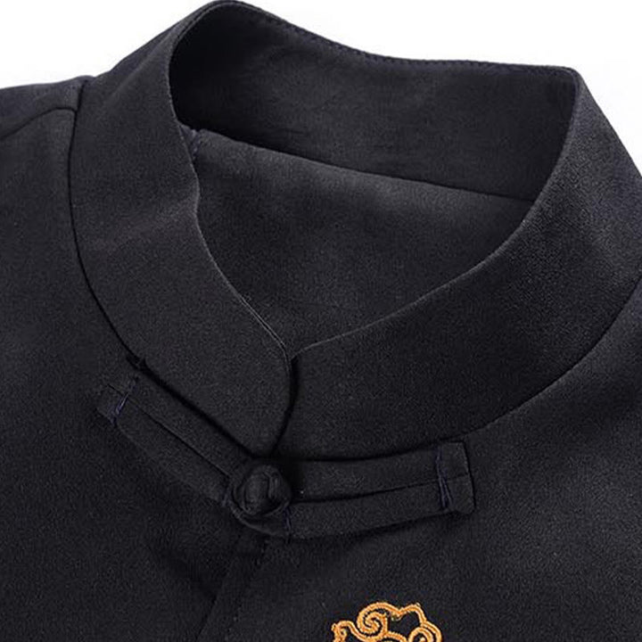 Giacca da uomo in poliestere con bottoni a forma di rana, ricamo Buddha Stones Dragon, con tasche - image 7