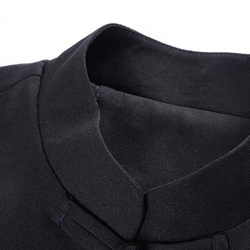 Giacca da uomo in poliestere con bottoni a forma di rana, ricamo Buddha Stones Dragon, con tasche - image 8