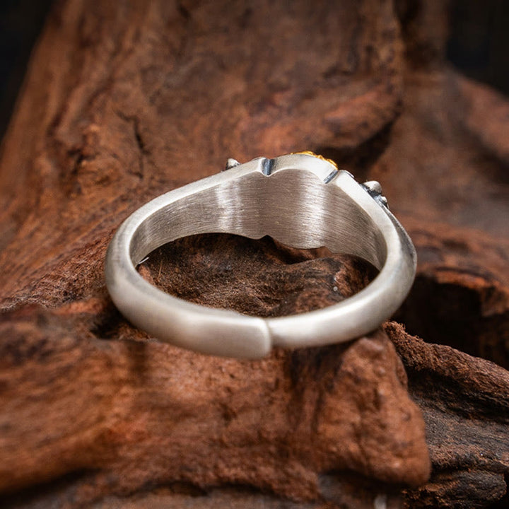 Anello regolabile di protezione Bodhisattva Tara in argento sterling 925 placcato oro Buddha Stones