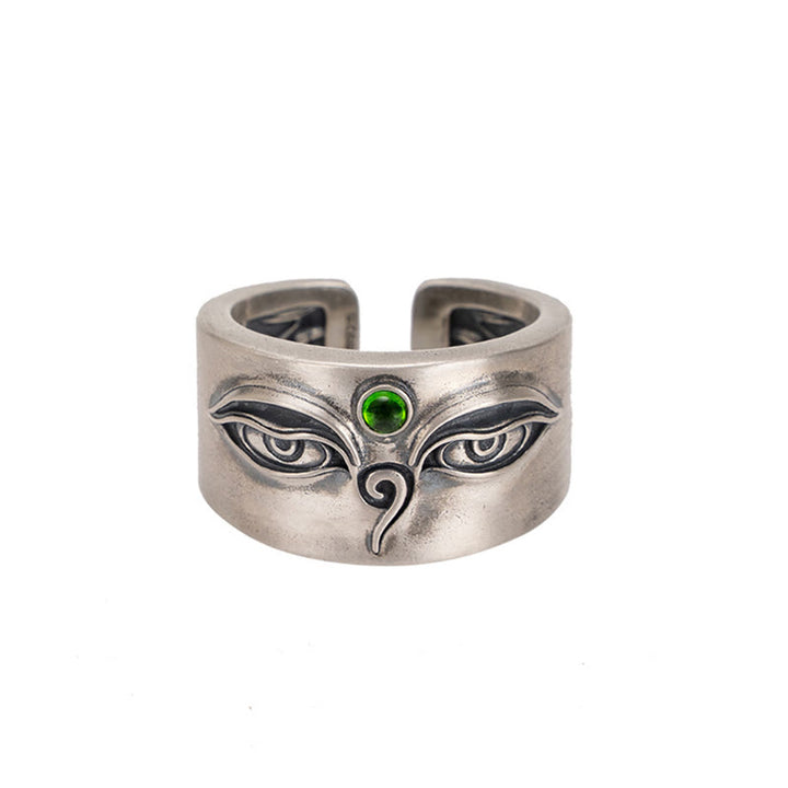 Anello regolabile Buddha Stones in argento sterling 925 Bodhisattva Tara Calm