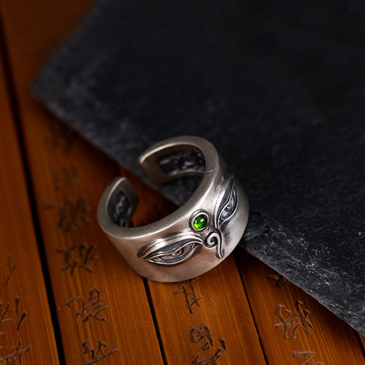 Anello regolabile Buddha Stones in argento sterling 925 Bodhisattva Tara Calm