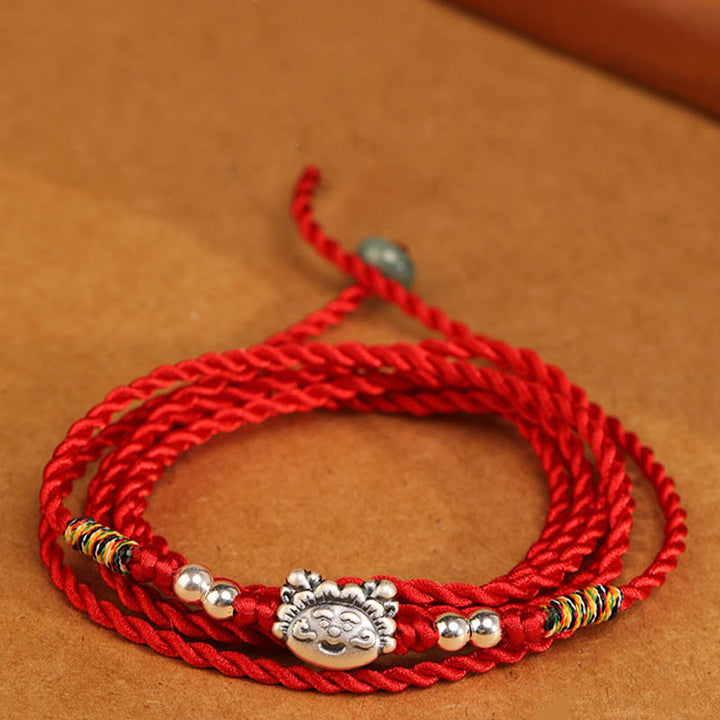 Catena per la pancia con cordino rosso con benedizione in argento sterling 999 Buddha Stones