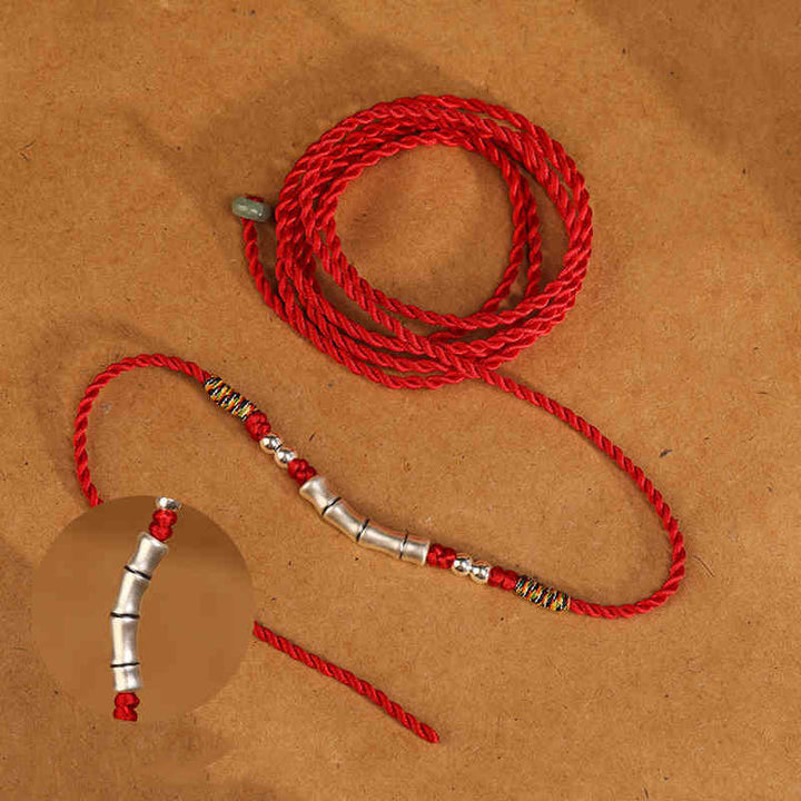 Catena per la pancia con cordino rosso con benedizione in argento sterling 999 Buddha Stones