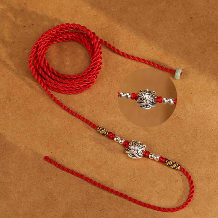Catena per la pancia con cordino rosso con benedizione in argento sterling 999 Buddha Stones