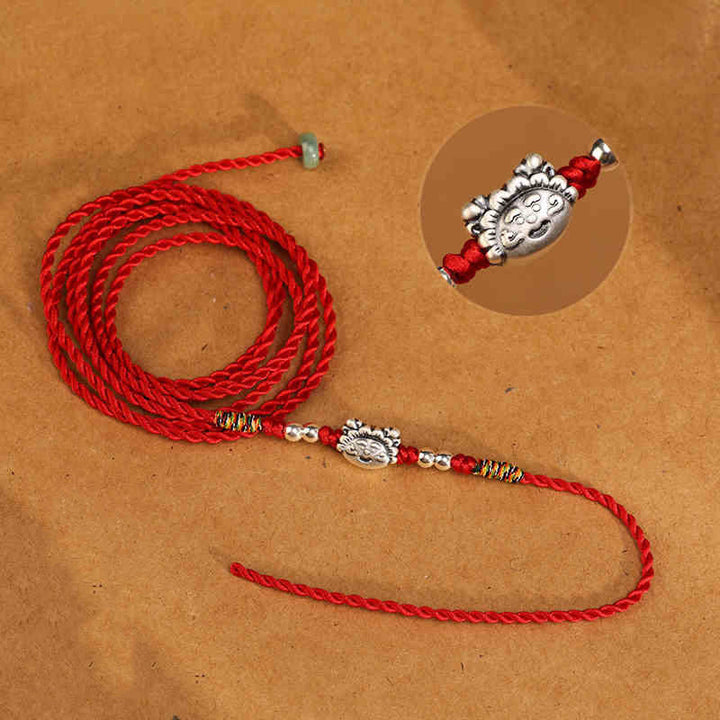 Catena per la pancia con cordino rosso con benedizione in argento sterling 999 Buddha Stones