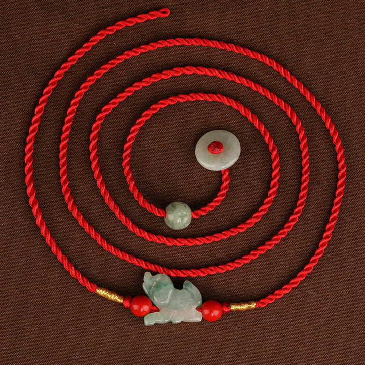 Buddha Stones giada fibbia della pace benedizione corda rossa catena per la pancia