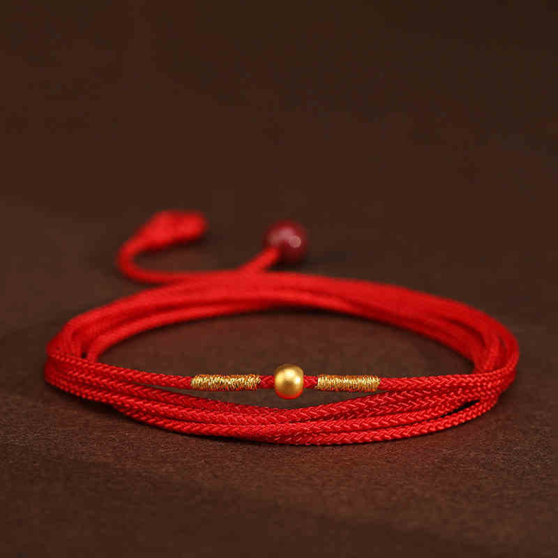 Catena per la pancia in corda rossa in oro massiccio 999 Buddha Stone - Perline portafortuna da 4 mm a forma di - image 9