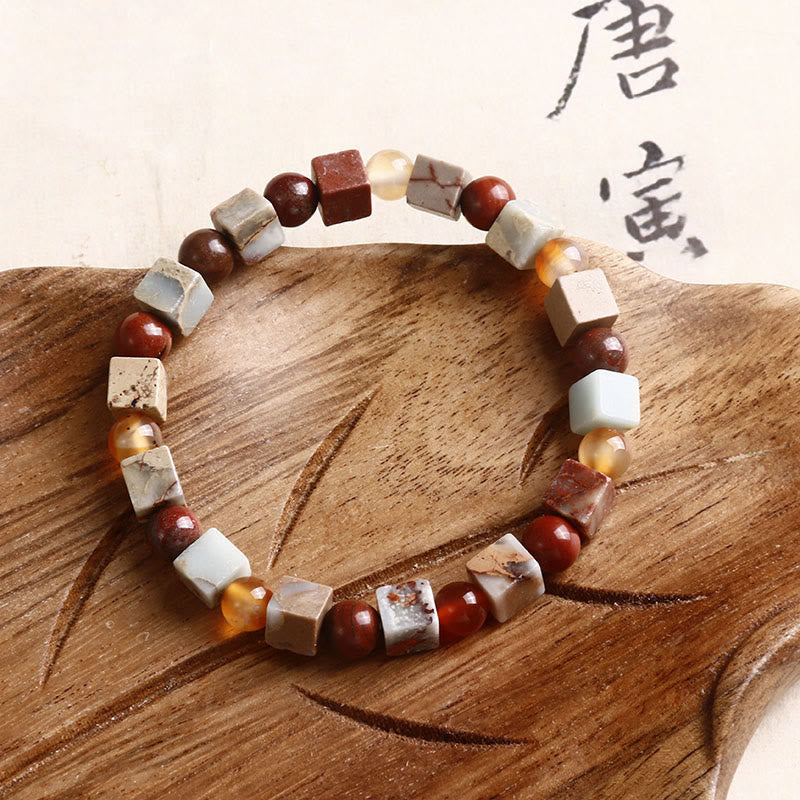 Braccialetto della prosperità in agata rossa con pietra Shoushan Buddha Stones