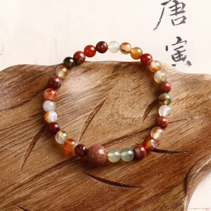 Braccialetto della prosperità in agata rossa con pietra Shoushan Buddha Stones
