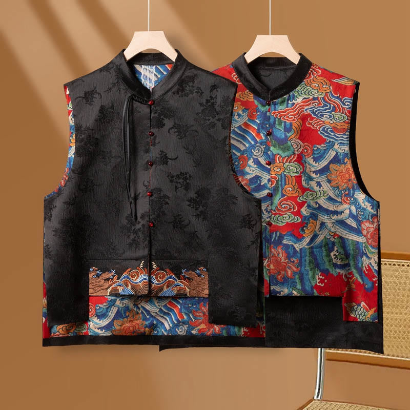 Buddha Stones Vintage Ricamo Fiore Nuvola Modello Gilet - image 1