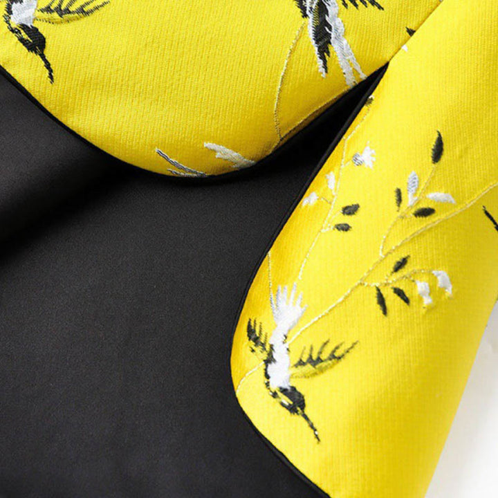 Buddha Stones Vintage Ricamo Gru Piante Modello Nodo Bottone Gilet - image 4