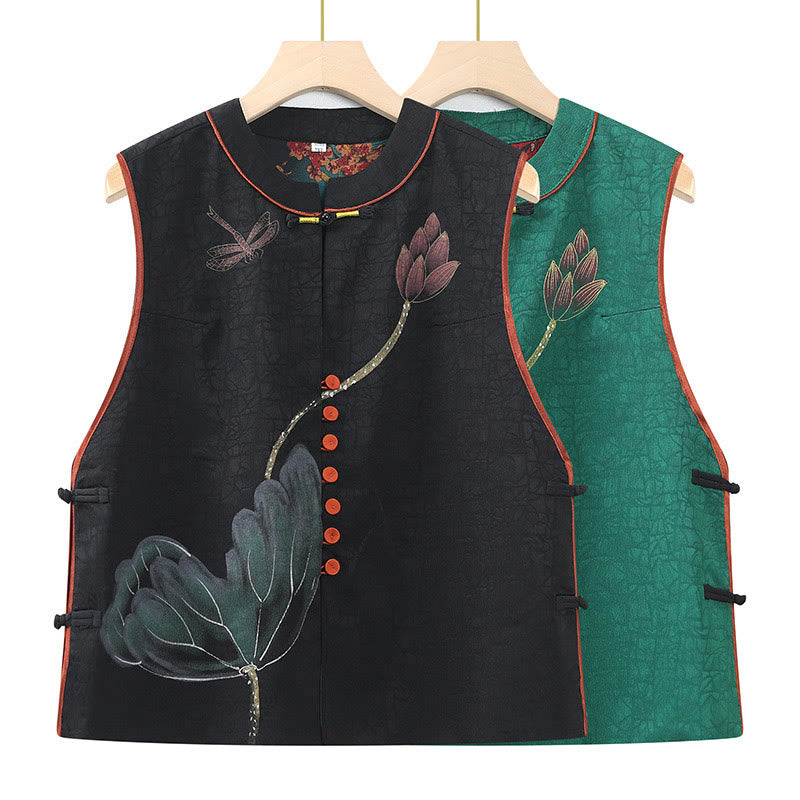 Buddha Stones Vintage Ricamo Jacquard Tessuto Motivo Floreale Gilet - image 0
