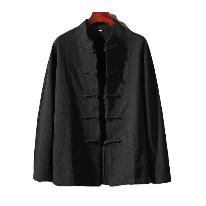 Camicia casual in cotone e lino con colletto alto Buddha Stones - image 14