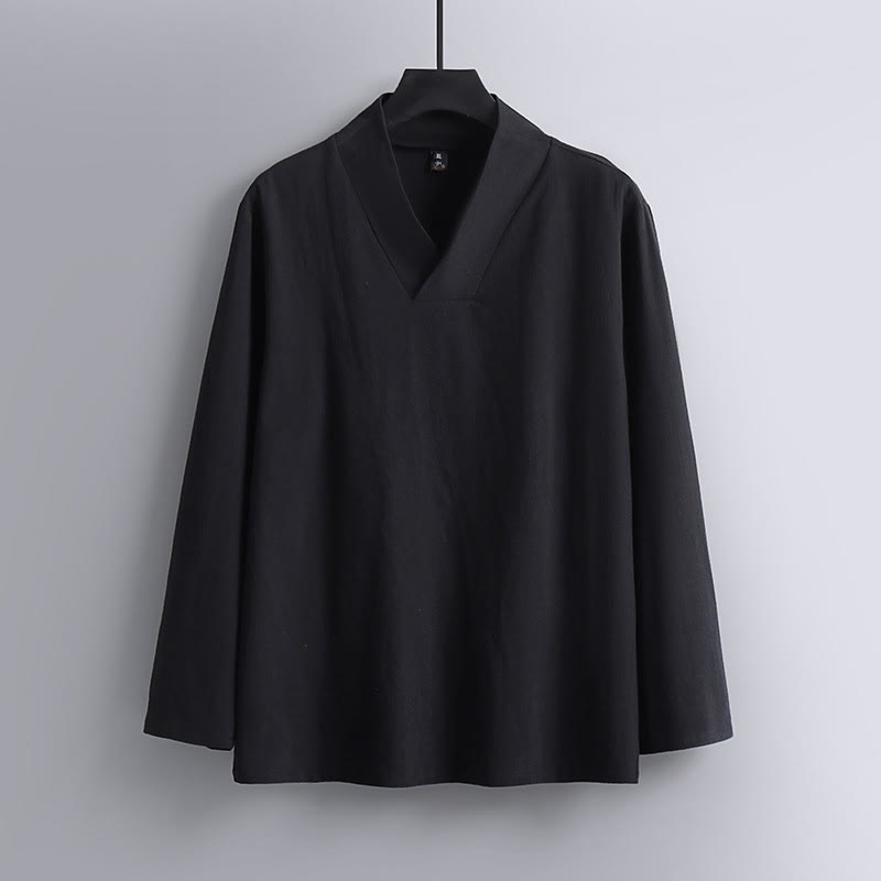 Set di abbigliamento da uomo con pantaloni e top in cotone con colletto incrociato Buddha Stones - image 4