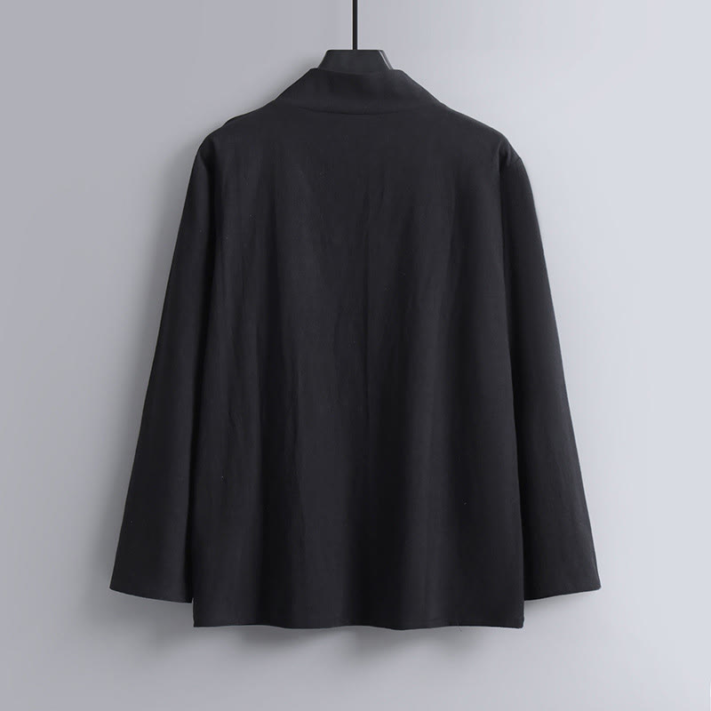 Pantaloni corti con colletto incrociato Buddha Stones , abito in cotone, top e pantaloni Hanfu, set da uomo - image 11