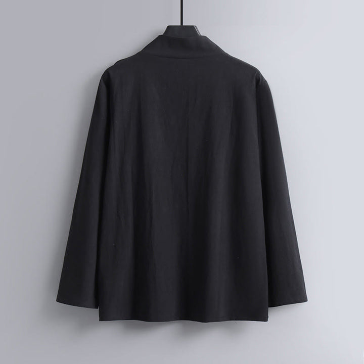 Pantaloni corti con colletto incrociato Buddha Stones , abito in cotone, top e pantaloni Hanfu, set da uomo - image 11