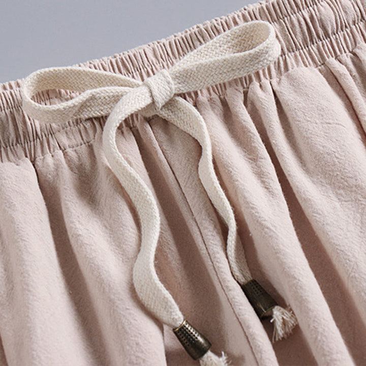 Pantaloni corti con colletto incrociato Buddha Stones , abito in cotone, top e pantaloni Hanfu, set da uomo - image 5