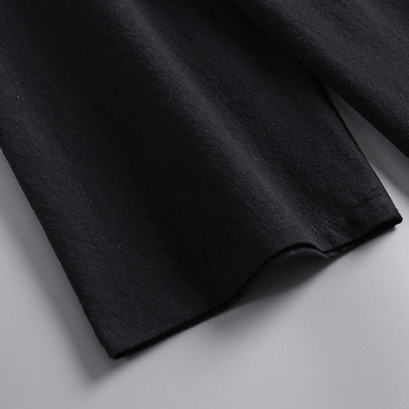 Pantaloni corti con colletto incrociato Buddha Stones , abito in cotone, top e pantaloni Hanfu, set da uomo - image 14