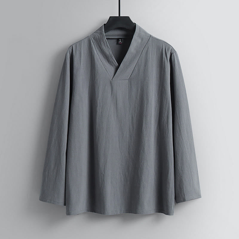 Pantaloni corti con colletto incrociato Buddha Stones , abito in cotone, top e pantaloni Hanfu, set da uomo - image 23